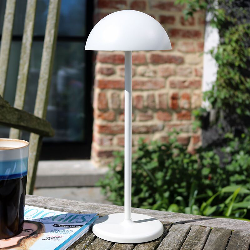 Lampe de table extérieur rétro blanche, Joy, 1,5W, 3000K LED, IP54, avec variateur tactile