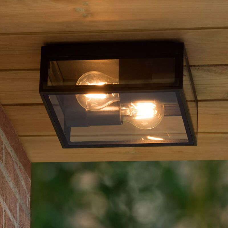 Lampe plafond moderne noire, Dukan, IP65