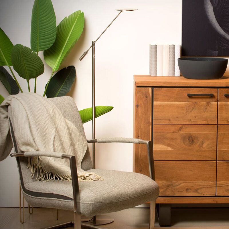 Lampadaire liseuse moderne chromé, Anselmo, 9W, 3000K LED