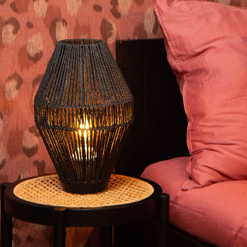Lampe de table rustique noire, Cordulle, avec interrupteur Lampe de table rustique noire, Cordulle, avec interrupteur