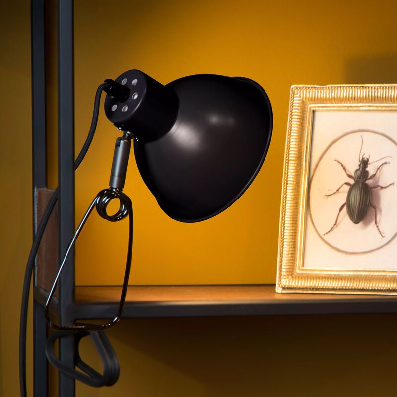 Lampe à pince rétro noire, Moys, avec interrupteur