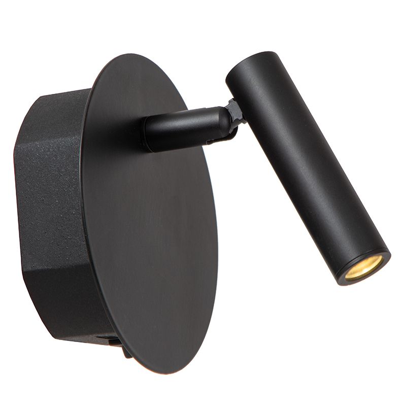 Lampe de chevet moderne noir, Jolijn, 2W, 3000K LED, avec interrupteur Lampe de chevet moderne noir, Jolijn, 2W, 3000K LED, avec interrupteur