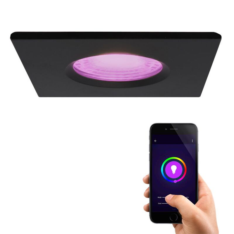 Spot encastré connecté noir moderne, Jule, IP65, 4,5W, RGBW Spot encastré connecté noir moderne, Jule, IP65, 4,5W, RGBW