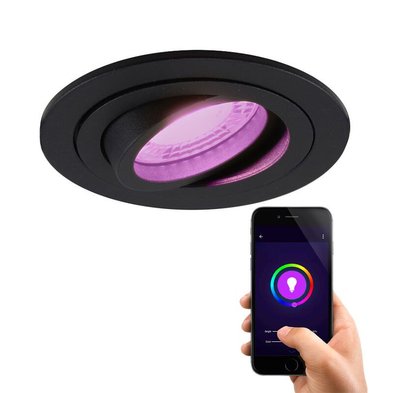 Spot encastré connecté noir en aluminium, Scott, 4,5W, RGBW Spot encastré connecté noir en aluminium, Scott, 4,5W, RGBW