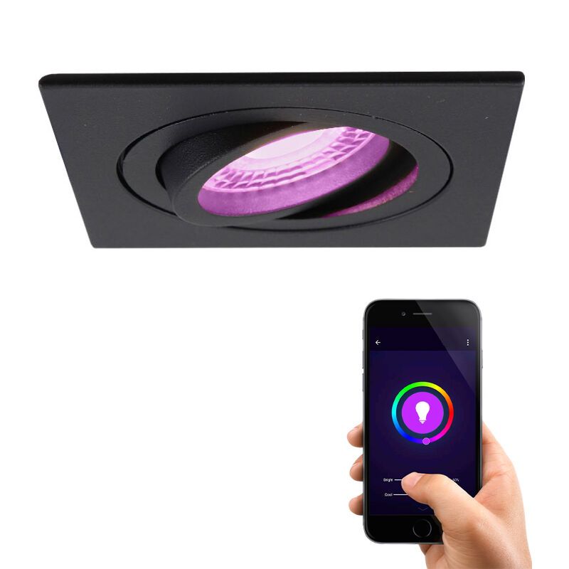 Spot encastré connecté noir en aluminium, Scott, 4,5W, RGBW