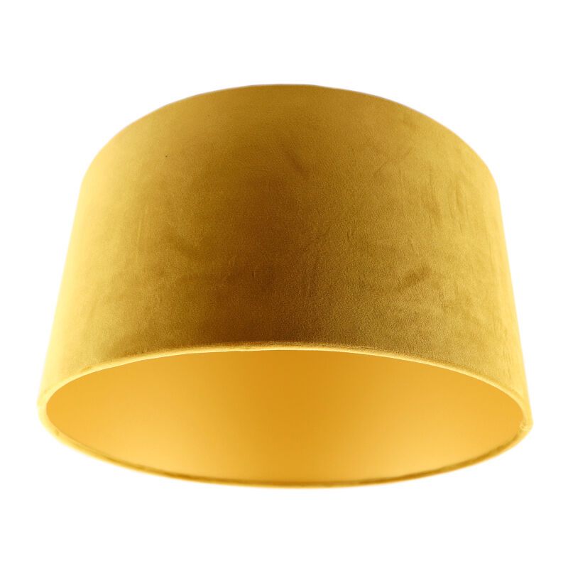 Abat-jour en velours jaune Melanie, Tissu, moderne