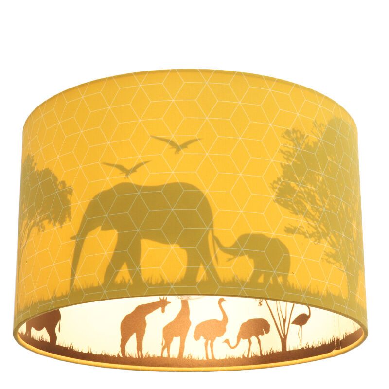 Plafonnier pour enfants jaune en tissu, Safari