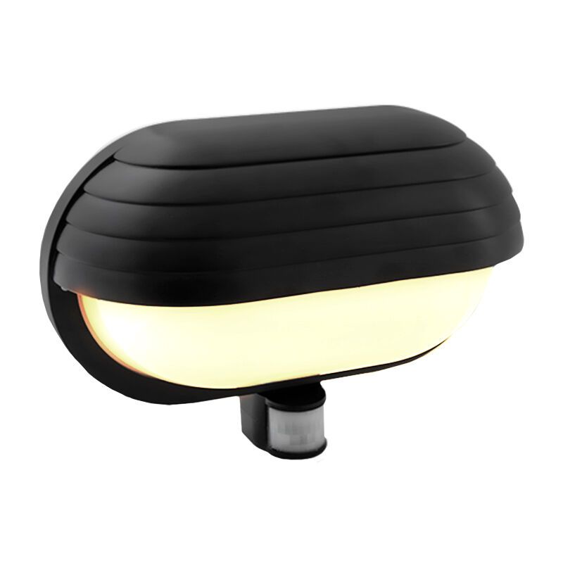 Applique extérieur avec détecteur de mouvement en plastique noire, Killian, IP44 Applique extérieur avec détecteur de mouvement en plastique noire, Killian, IP44