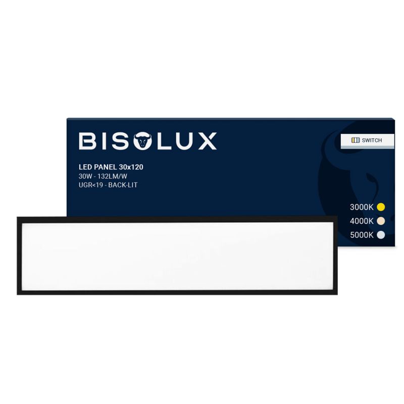 Panneau LED noir 30x120 - 100 lm/W - UGR<19 - blanc réglable Panneau LED noir 30x120 - 100 lm/W - UGR<19 - blanc réglable