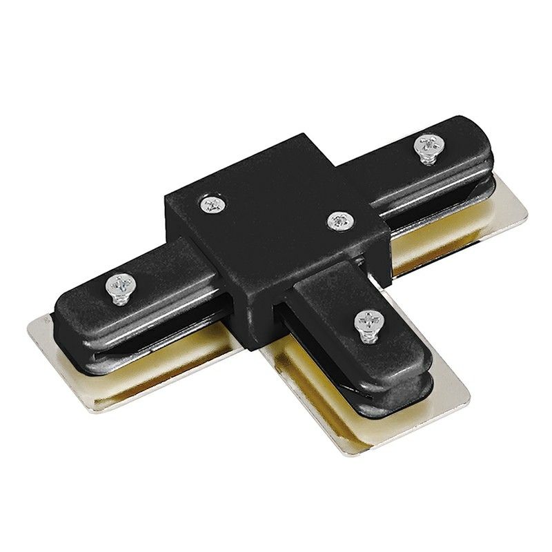 Connecteur en T pour éclairage sur rail monophasé, noir