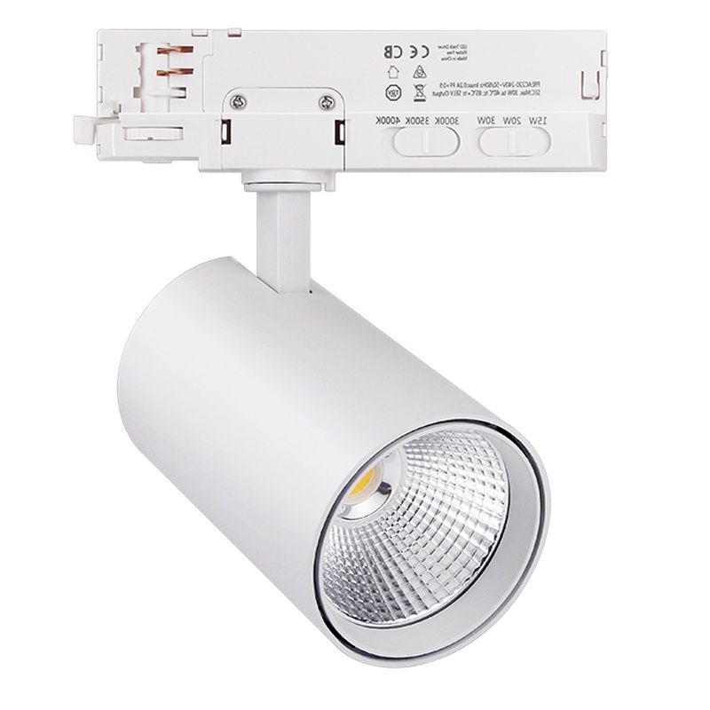 Spot de système de rail triphasé blanc, Rozina, 10W/20W/30W, white switch LED Spot de système de rail triphasé blanc, Rozina, 10W/20W/30W, white switch LED