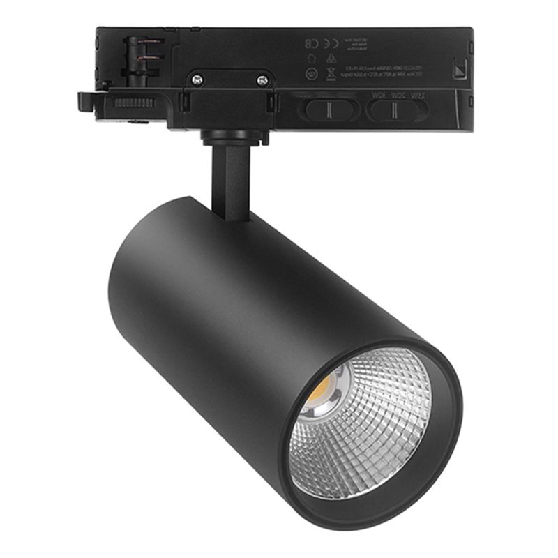 Spot de système de rail triphasé noir, Rozina, 10W/20W/30W, white switch LED Spot de système de rail triphasé noir, Rozina, 10W/20W/30W, white switch LED