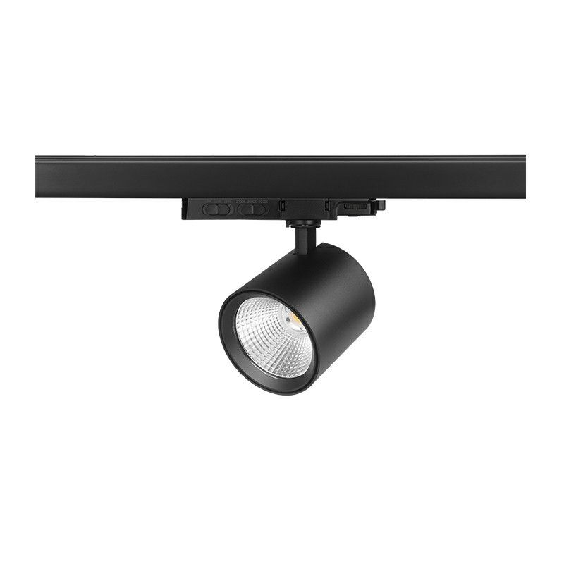 Spot de système de rail triphasé en aluminium noir, Jeska, 10W-20W-30W, white switch LED Spot de système de rail triphasé en aluminium noir, Jeska, 10W-20W-30W, white switch LED