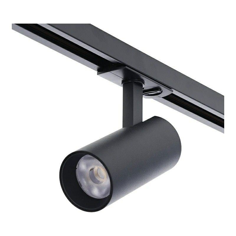 Spot de système de rail monophasé en aluminium noir, Enno, 10W, white switch LED