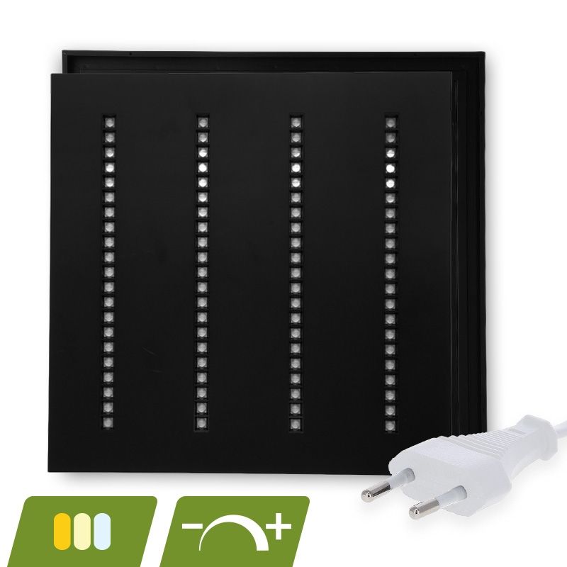 Panneau LED à persiennes noires 60x60 - 30W - interrupteur blanc - dimmable - UGR <16