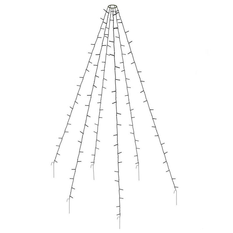 Éclairage extérieur mât, 192 LED, 6 brins de 2m, sans mât Éclairage extérieur mât, 192 LED, 6 brins de 2m, sans mât