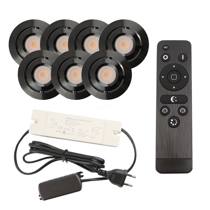 7 spots veranda orientable Rona, IP44, avec kit de connexion et télécommande, noir