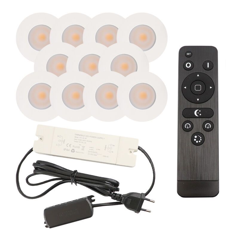 11 spots encastrés veranda blanc Dico, IP65, avec kit de connexion et télécommande 11 spots encastrés veranda blanc Dico, IP65, avec kit de connexion et télécommande