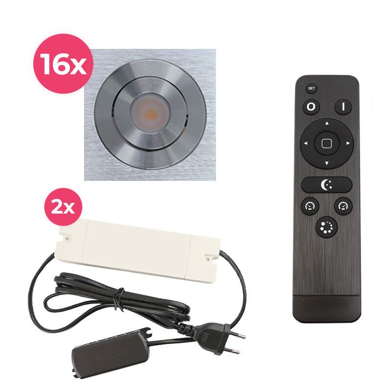 16 spots veranda orientable Rona carré, IP44, avec kit de connexion et télécommande, chromé 16 spots veranda orientable Rona carré, IP44, avec kit de connexion et télécommande, chromé