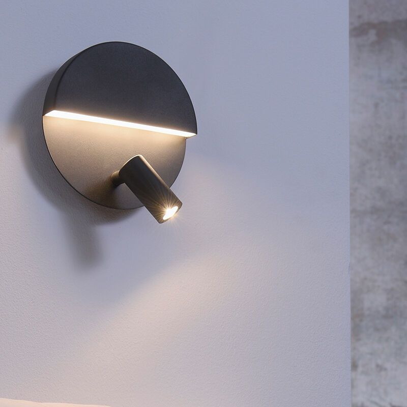 Applique murale design noire, Solo, 6W, 3000K LED, avec interrupteur Applique murale design noire, Solo, 6W, 3000K LED, avec interrupteur