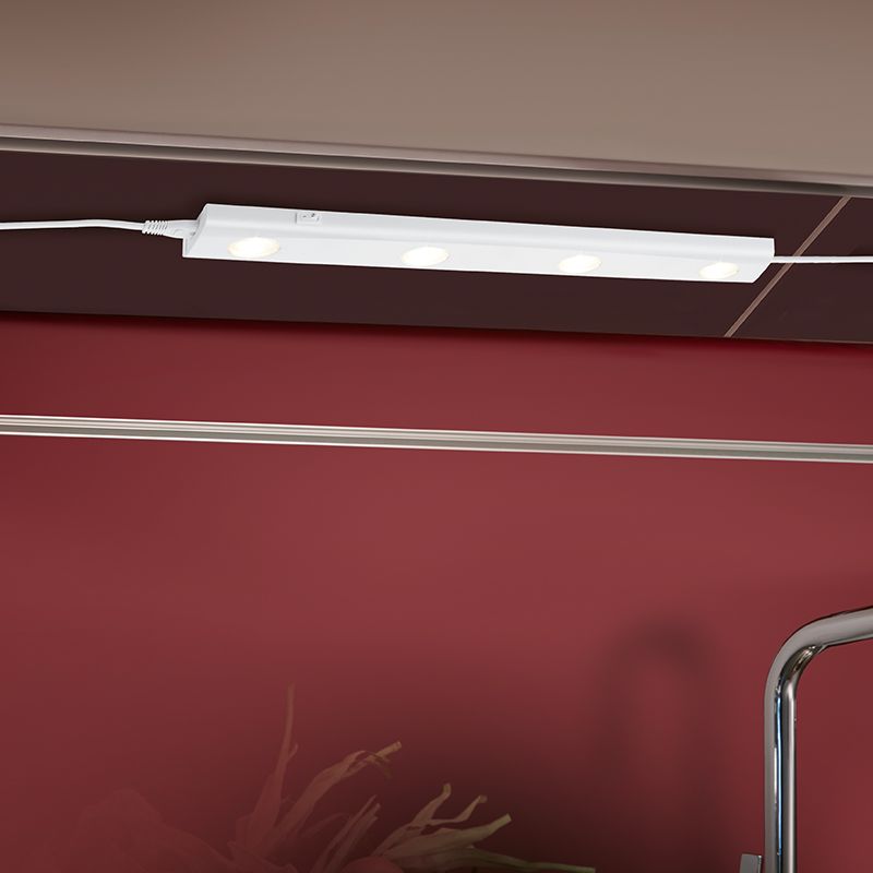 Éclairage sous meuble cuisine en plastique blanc, Sarila, 1W, 3000K LED, avec interrupteur