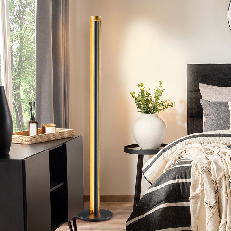 Lampadaire moderne noir, Baruch, 15W, 3000K LED, avec interrupteur