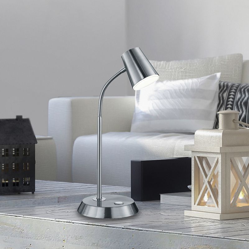 Lampe de table en verre nickel, Laysha, 4,7W, 3000K LED, avec interrupteur Lampe de table en verre nickel, Laysha, 4,7W, 3000K LED, avec interrupteur