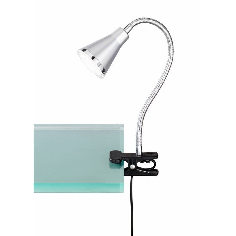 Spot à pince en plastique argenté, Taimi, 3,8W, 3000K LED, avec interrupteur