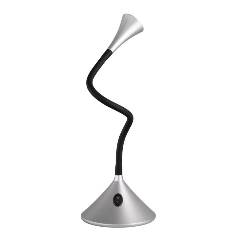 Lampe de bureau moderne argentée, Yelaisa, 3W, 3000K LED, avec interrupteur Lampe de bureau moderne argentée, Yelaisa, 3W, 3000K LED, avec interrupteur