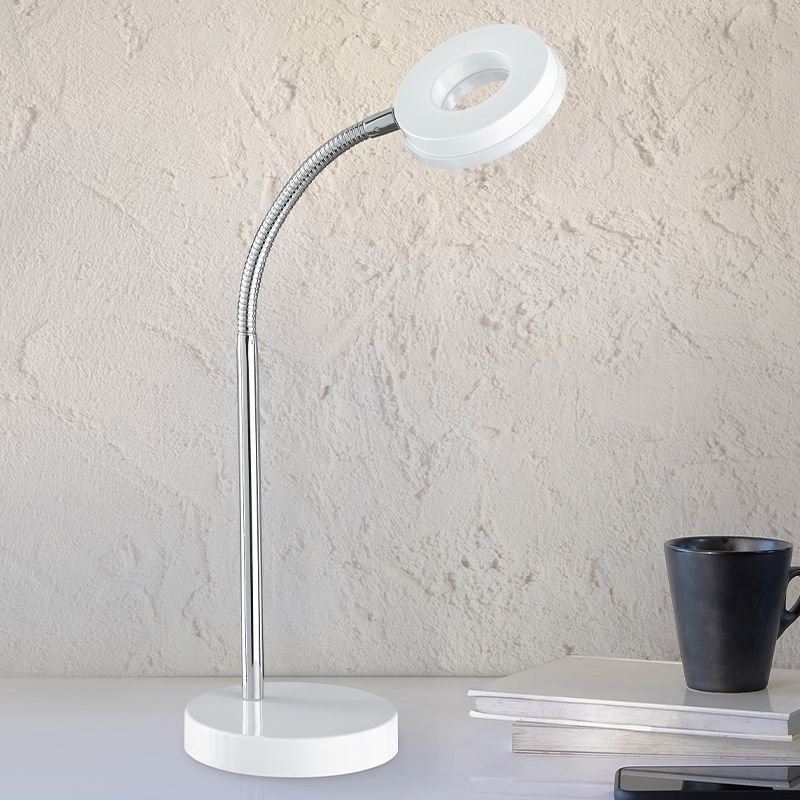 Lampe de bureau moderne blanche, Daley, 4W, 3000K LED, avec interrupteur Lampe de bureau moderne blanche, Daley, 4W, 3000K LED, avec interrupteur