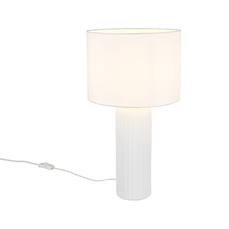 Lampe de table en céramique blanche, Nannette, avec interrupteur