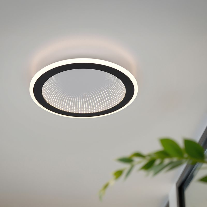 Plafonnier moderne noir, Gunda, 21,5W, blanc chaud à froid réglable LED, avec télécommande Plafonnier moderne noir, Gunda, 21,5W, blanc chaud à froid réglable LED, avec télécommande