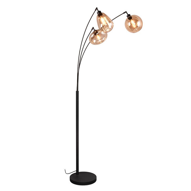Lampadaire design ambre, Sybren, avec interrupteur