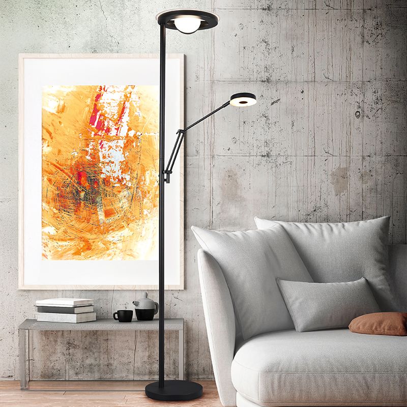Lampadaire liseuse moderne noir, Yazid, 32W, couleur réglable LED, avec variateur tactile Lampadaire liseuse moderne noir, Yazid, 32W, couleur réglable LED, avec variateur tactile