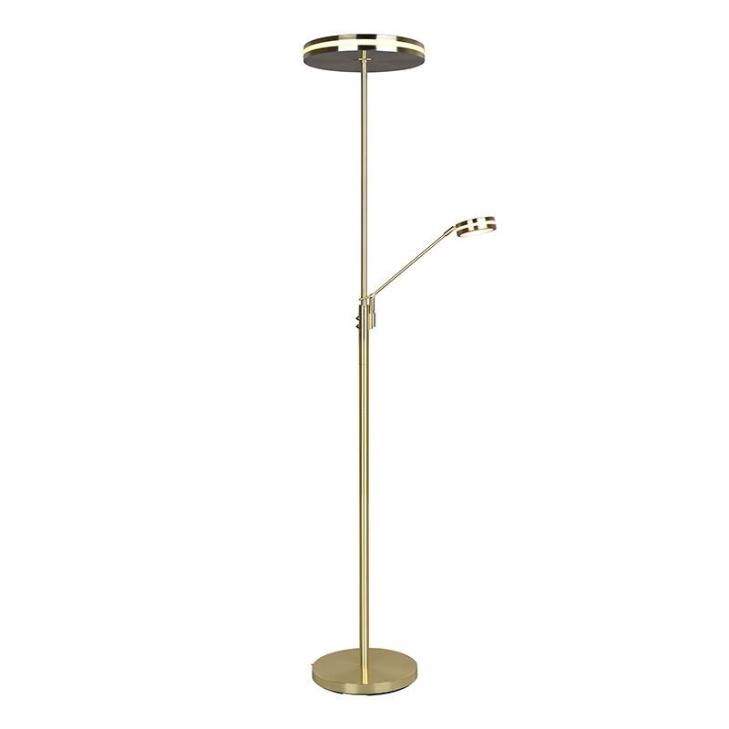 Lampadaire liseuse moderne laiton, Marjon, 35W, blanc chaud à froid réglable LED, avec variateur tactile
