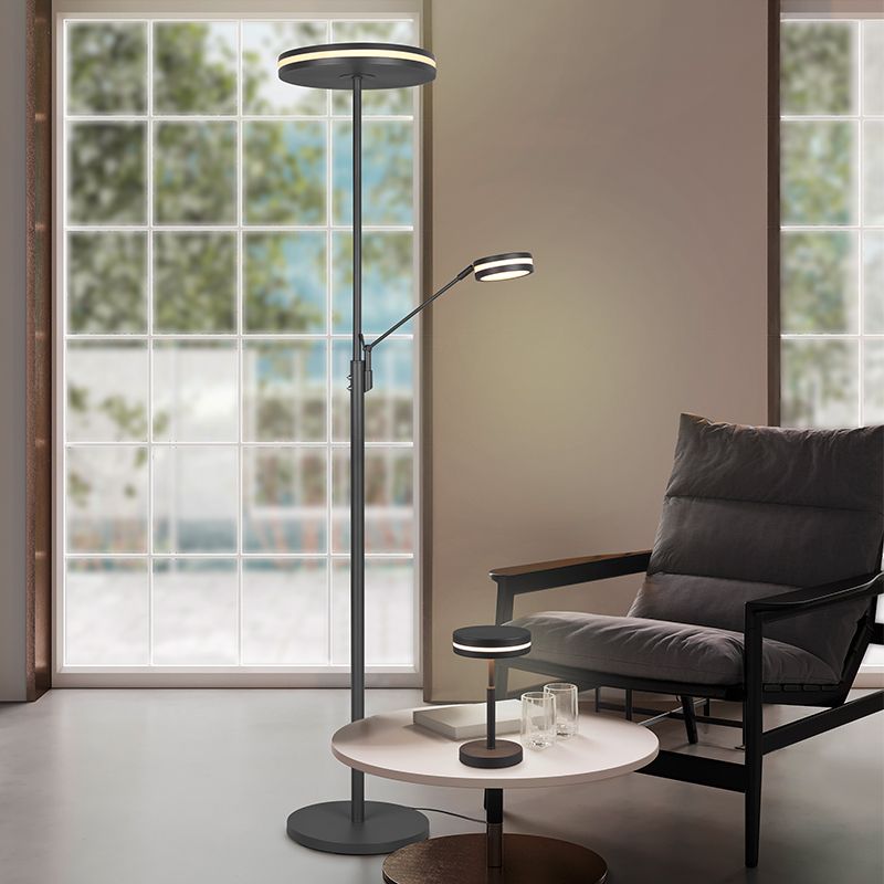 Lampadaire liseuse moderne anthracite, Marjon, 35W, blanc chaud à froid réglable LED, avec variateur tactile Lampadaire liseuse moderne anthracite, Marjon, 35W, blanc chaud à froid réglable LED, avec variateur tactile