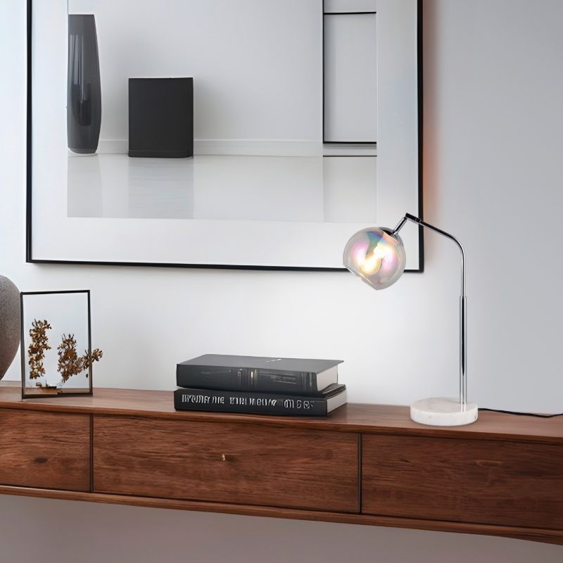 Lampe de table design chromée, Rahma, avec interrupteur