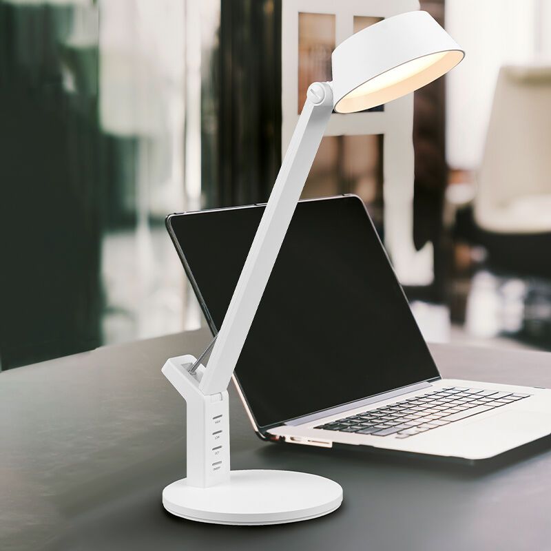Lampe de bureau moderne blanche, Lindi, 5W, blanc chaud à froid réglable LED, avec variateur tactile