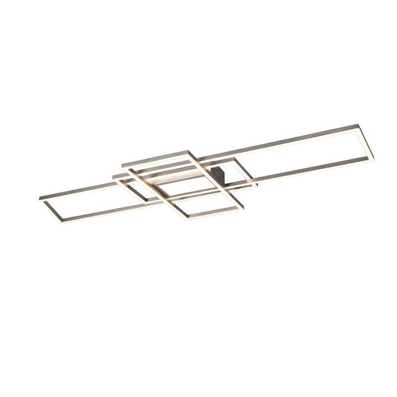 Lampe plafond moderne nickel, Retan, 60W, blanc chaud à froid réglable LED, avec télécommande