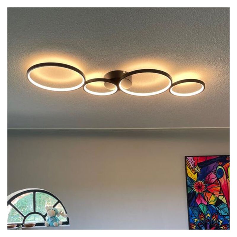 Lampe plafond moderne noire, Robon, 37W, 3000K LED Lampe plafond moderne noire, Robon, 37W, 3000K LED