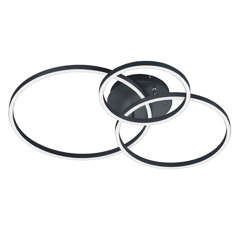 Lampe plafond moderne noire, Elze, 28W, RGBW LED, avec télécommande