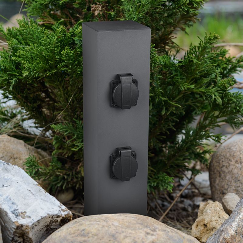 Poteau électrique extérieur moderne Jafari, métal, anthracite, IP44