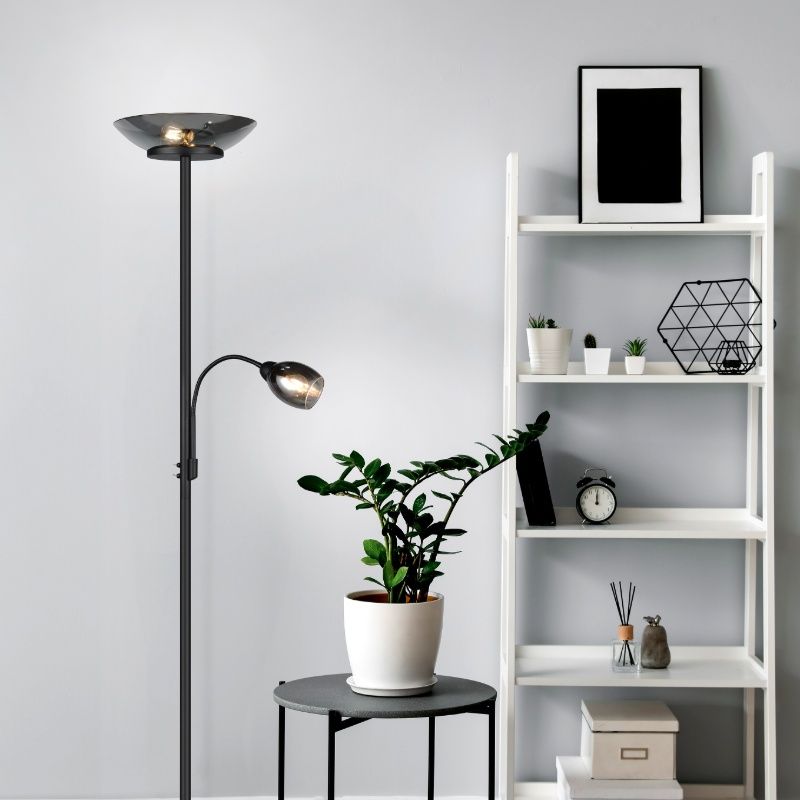Lampadaire moderne noir, Larry, avec interrupteur Lampadaire moderne noir, Larry, avec interrupteur