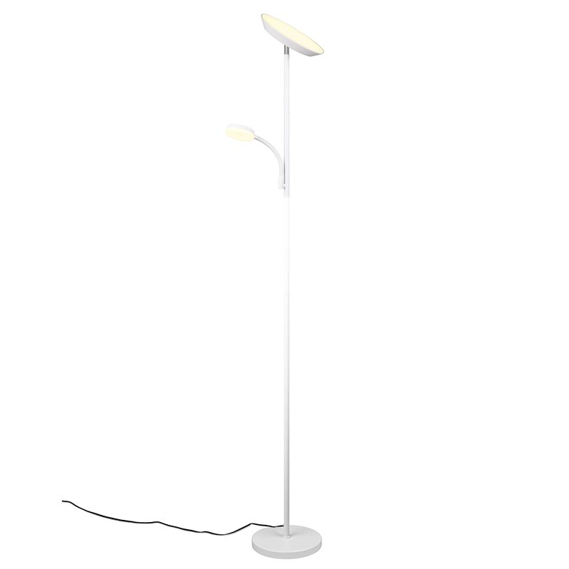 Lampadaire moderne blanc, Shahid, 17W, blanc chaud à froid réglable LED, avec variateur tactile Lampadaire moderne blanc, Shahid, 17W, blanc chaud à froid réglable LED, avec variateur tactile