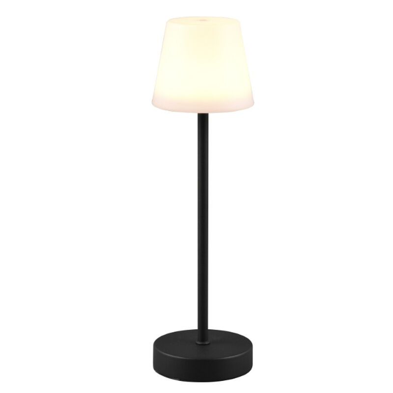 Lampe de table rechargeable en plastique noire, Suman, 2W, blanc chaud à froid réglable LED, IP44, avec variateur tactile Lampe de table rechargeable en plastique noire, Suman, 2W, blanc chaud à froid réglable LED, IP44, avec variateur tactile