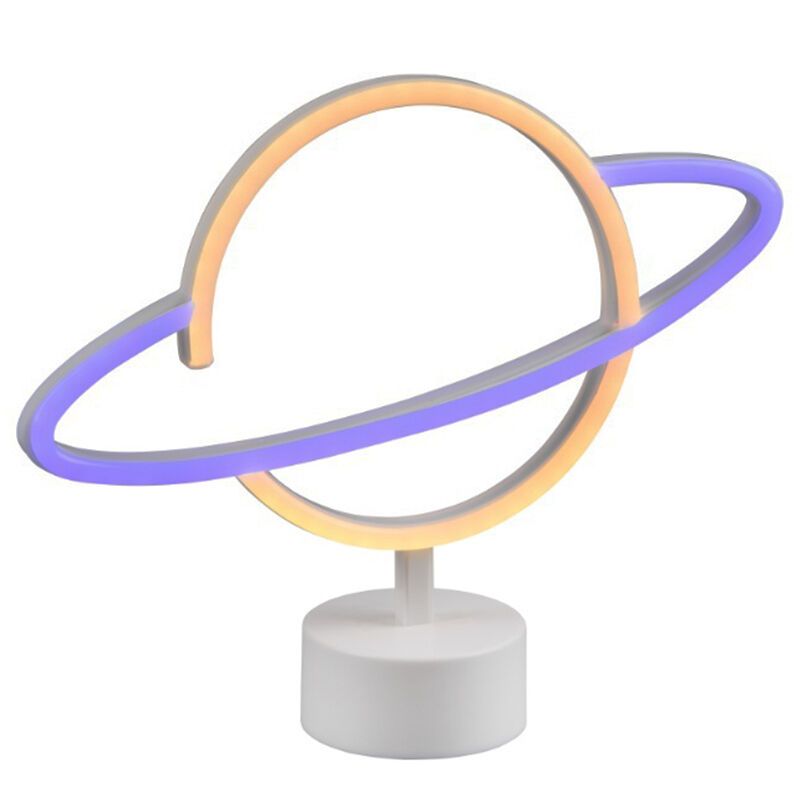 Lampe de table pour enfants en plastique blanche, Planet, 2W, 3000K LED, avec interrupteur