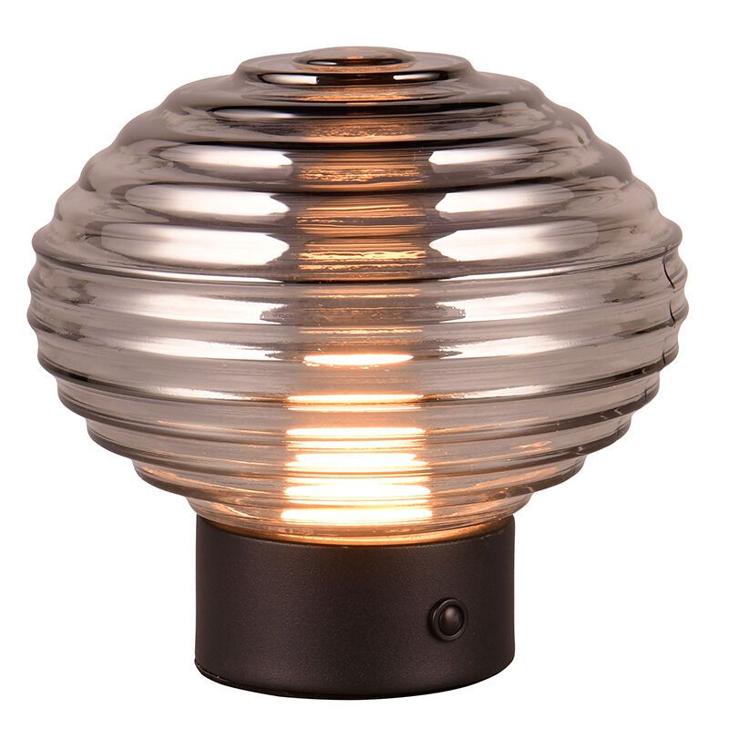 Lampe de table rechargeable rétro noire, Walid, 2W, 3000K LED, avec variateur tactile Lampe de table rechargeable rétro noire, Walid, 2W, 3000K LED, avec variateur tactile