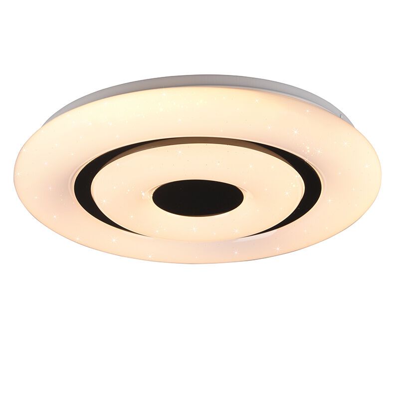 Plafonnier connecté moderne blanc, Rinske, 16W, blanc chaud à froid réglable LED, avec télécommande