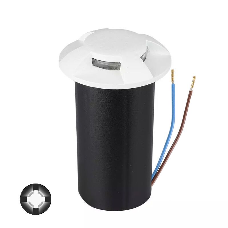 Spot encastré extérieur blanc moderne, Marcus, 1W, 3000K LED, IP67 Spot encastré extérieur blanc moderne, Marcus, 1W, 3000K LED, IP67
