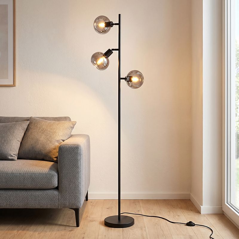 Lampadaire gris moderne, Avery, avec interrupteur Lampadaire gris moderne, Avery, avec interrupteur
